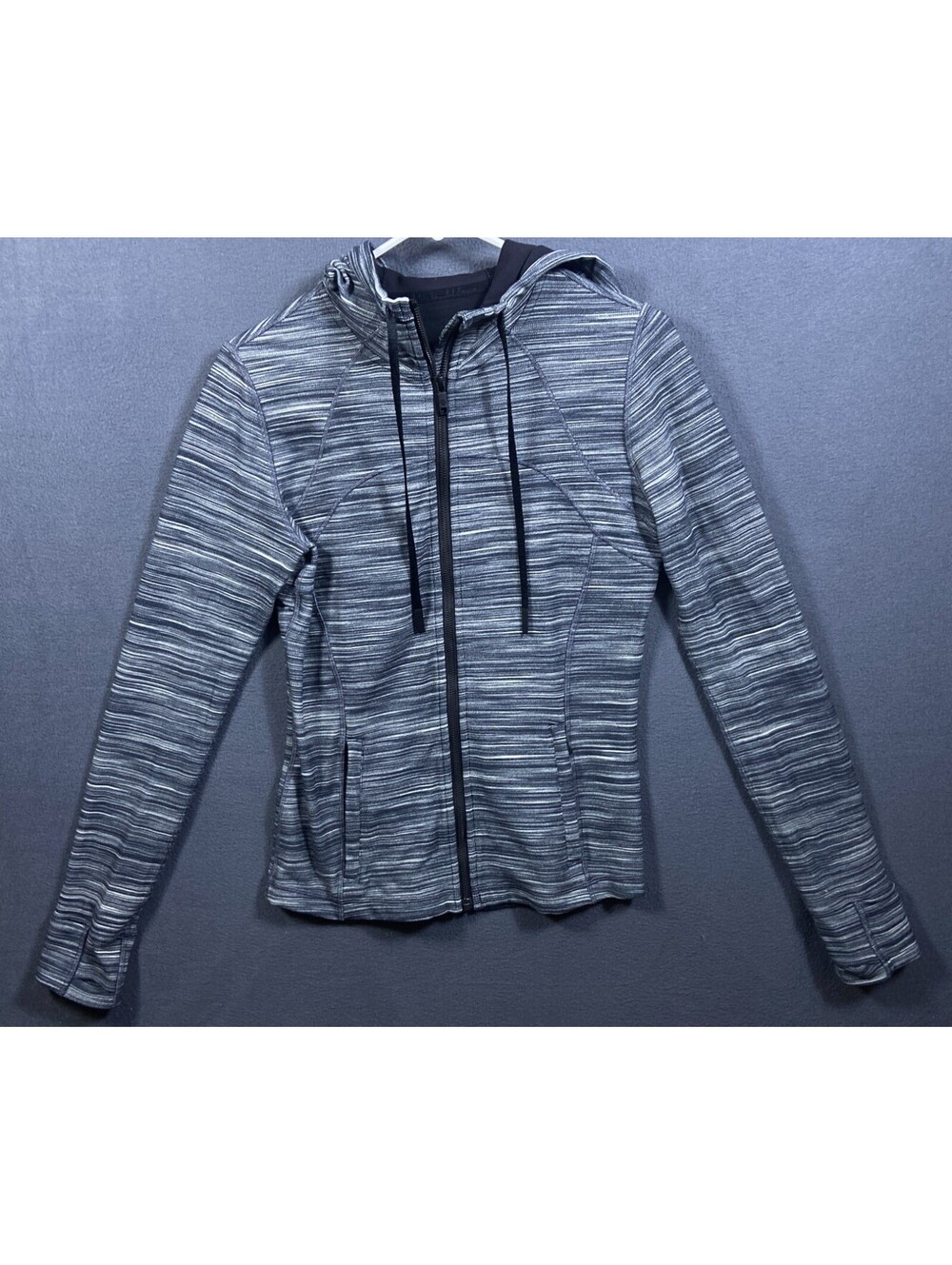 Lululemon Hooded Define Jacket Nulu Heathered Navy Blue & White Size 10 Thumb